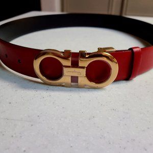 Salvatore Ferragamo Red Leather Womans Reversable Belt